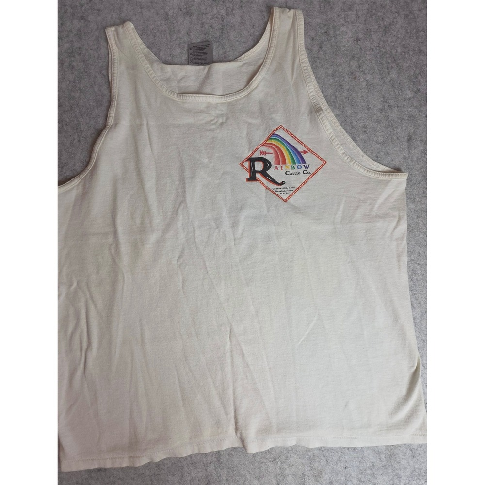 Vintage 80s Rainbow Cattle Co Tank Top Guerneville CA Gay Bar Russian River L